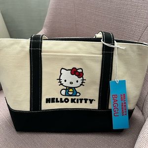 BAGGU Hello Kitty Canvas Tote - Black and Cream